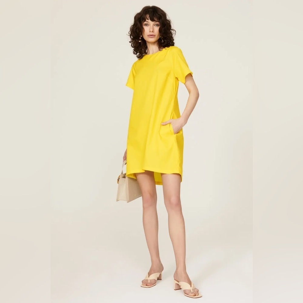 Osman Yousefzada Yellow Cotton Shirt Dress with Pockets 2